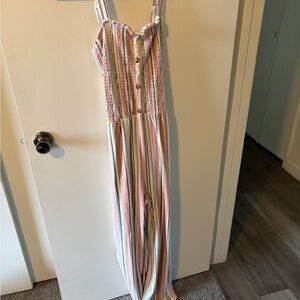 No Boundaries Multicolor Striped Jumpsuit - Pink, Green, Blue, Cream